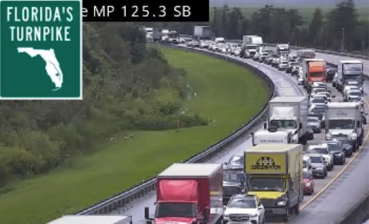 Jackknifed semi-truck blocks northbound lanes of Florida's Turnpike in Martin County — WPTV NBC West Palm Beach