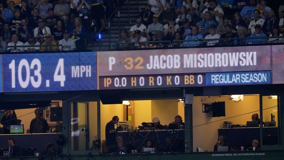Brewers' Jacob Misiorowski sets World Series velocity record on his first pitch — Fox 11 Green Bay Sports, Chaska Sports news