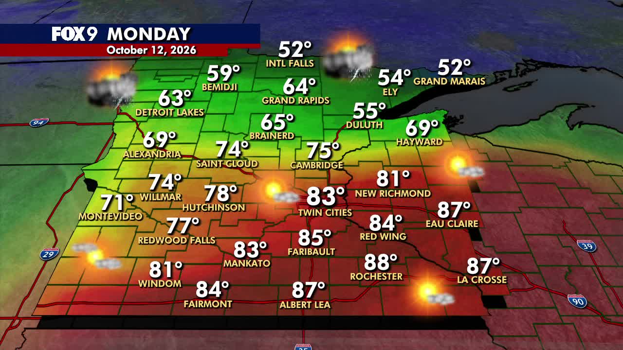 Minnesota weather: Summerlike warmth Monday before cooler Tuesday — FOX 9, Chaska Community news
